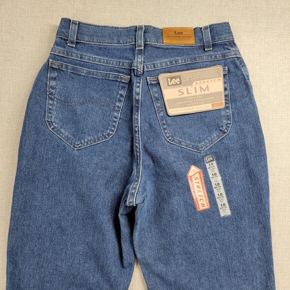 Lee Womens Jeans 10P Denim Blue Slim Fit Low Rise Tapered Leg Stretch Button NEW - Picture 6 of 12